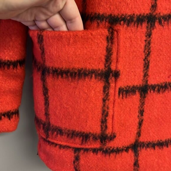 Old Navy Girl’s Red and Black Checked Peacoat Lined Jacket w/ Pockets- Lge 10/12 - Picture 6 of 16
